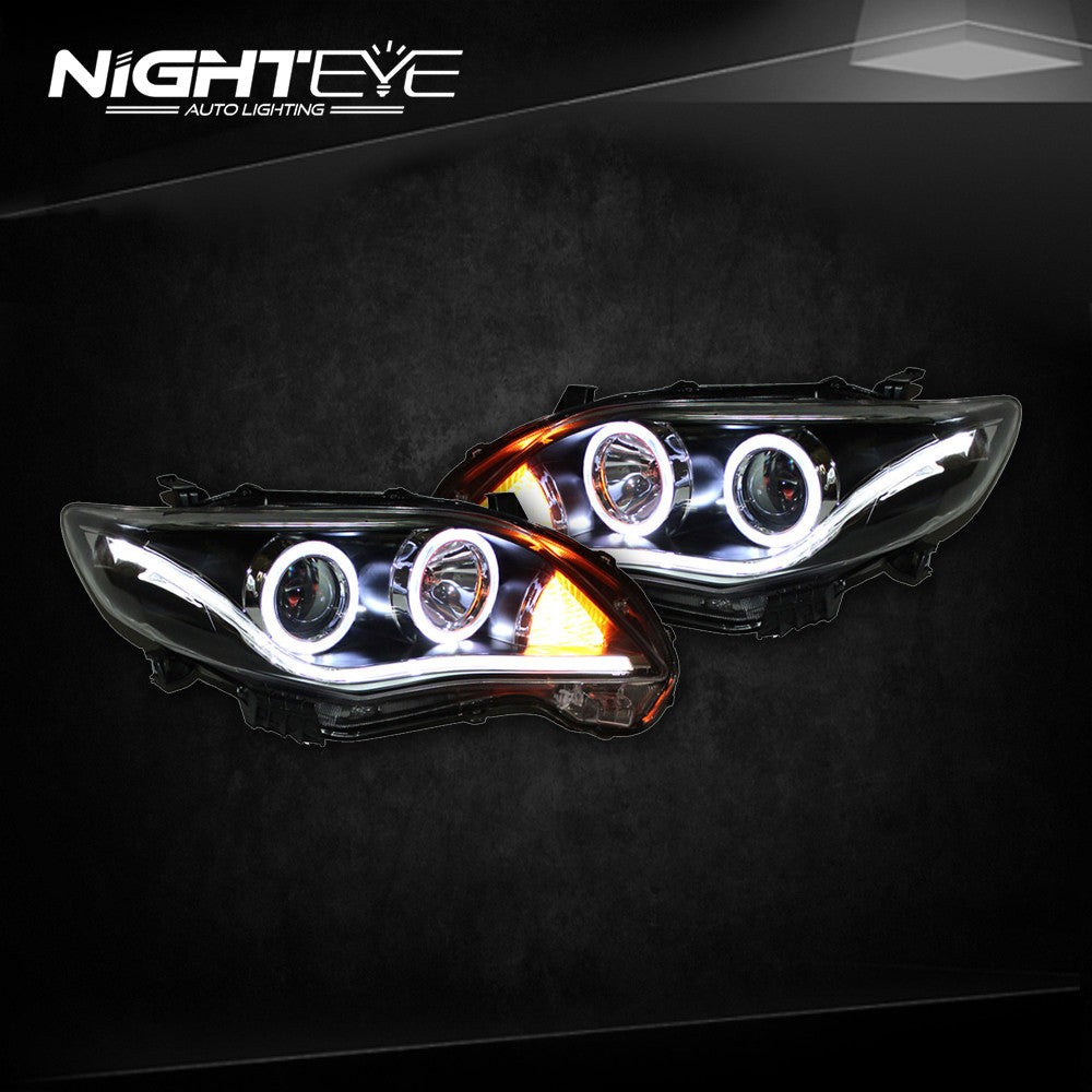 NightEye Toyota Corolla Headlights 2011-2013 Angel Eye LED Headlight