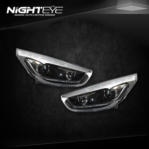 NightEye Hyundai IX35 Headlights LED DRL Bi Xenon Lens High Beam Parking Fog Lamp