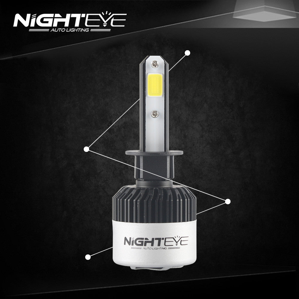  NIGHTEYE Voiture Ampoules LED Phare H1 H4 H7 72w 9000LM / Set  6500K Blanc Froid - Garantie de fabrication de 3 ans (H1)