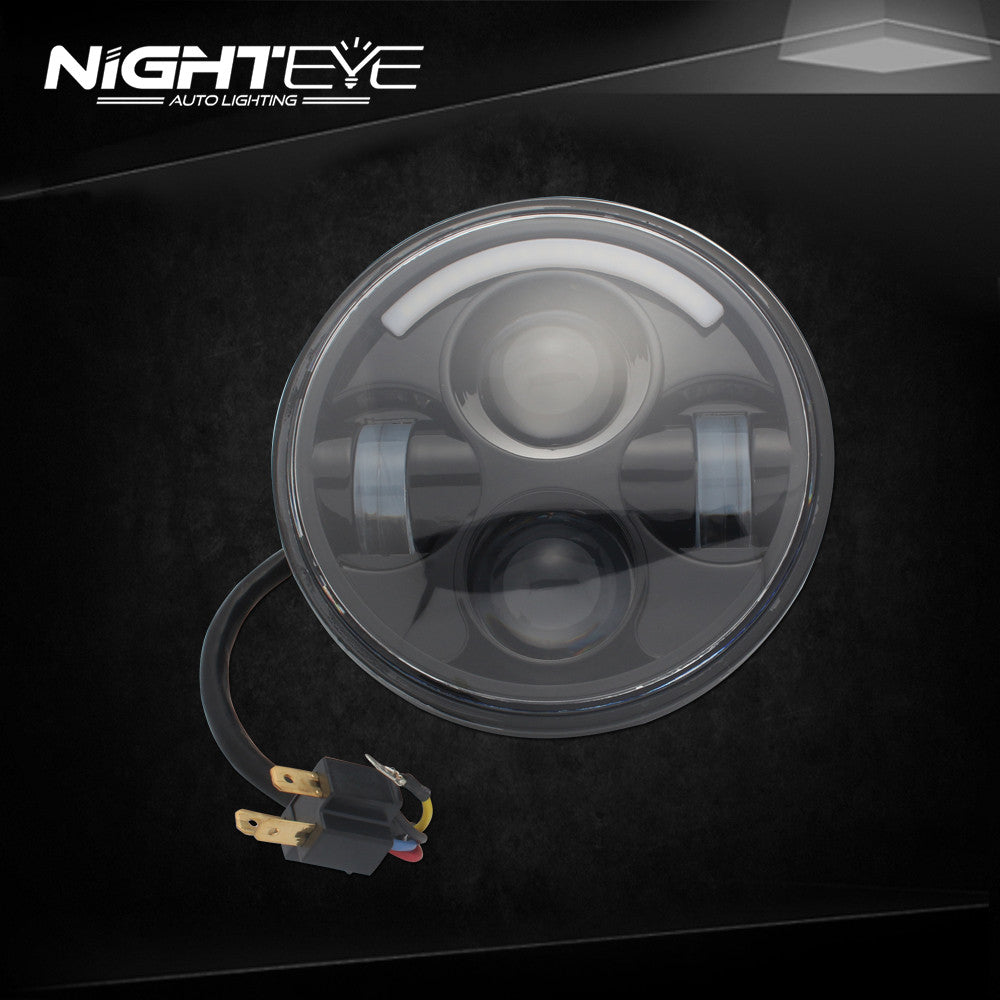 1 Set NIGHTEYE Brand 7inch  60W Hi/Low Beam LED Headlamp with 1/4 aperture for Harley Jeep
