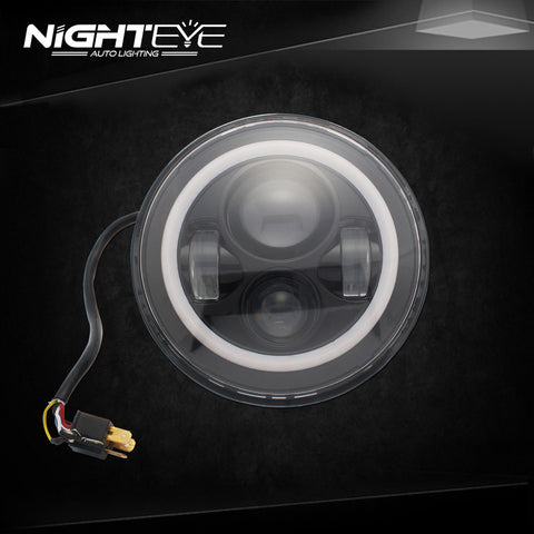 1 Sets Nighteye Bradn 60W Hi/Low Beam LED Headlamp with angel eyes For Harley Jeep